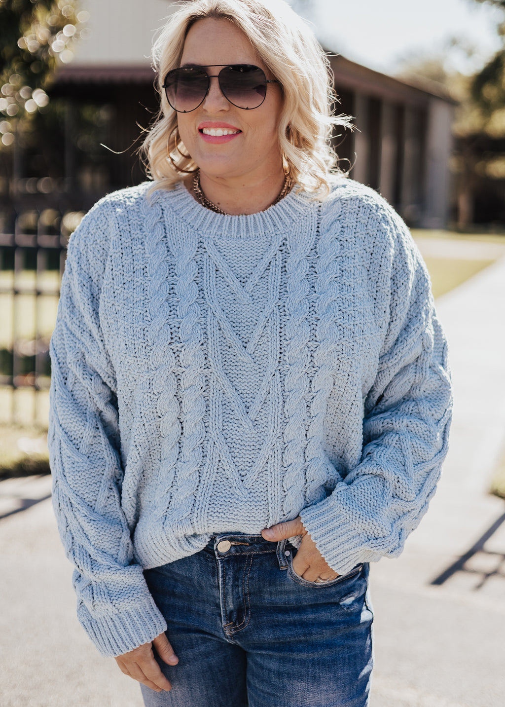 Erica Cable Knit Top *BLUE
