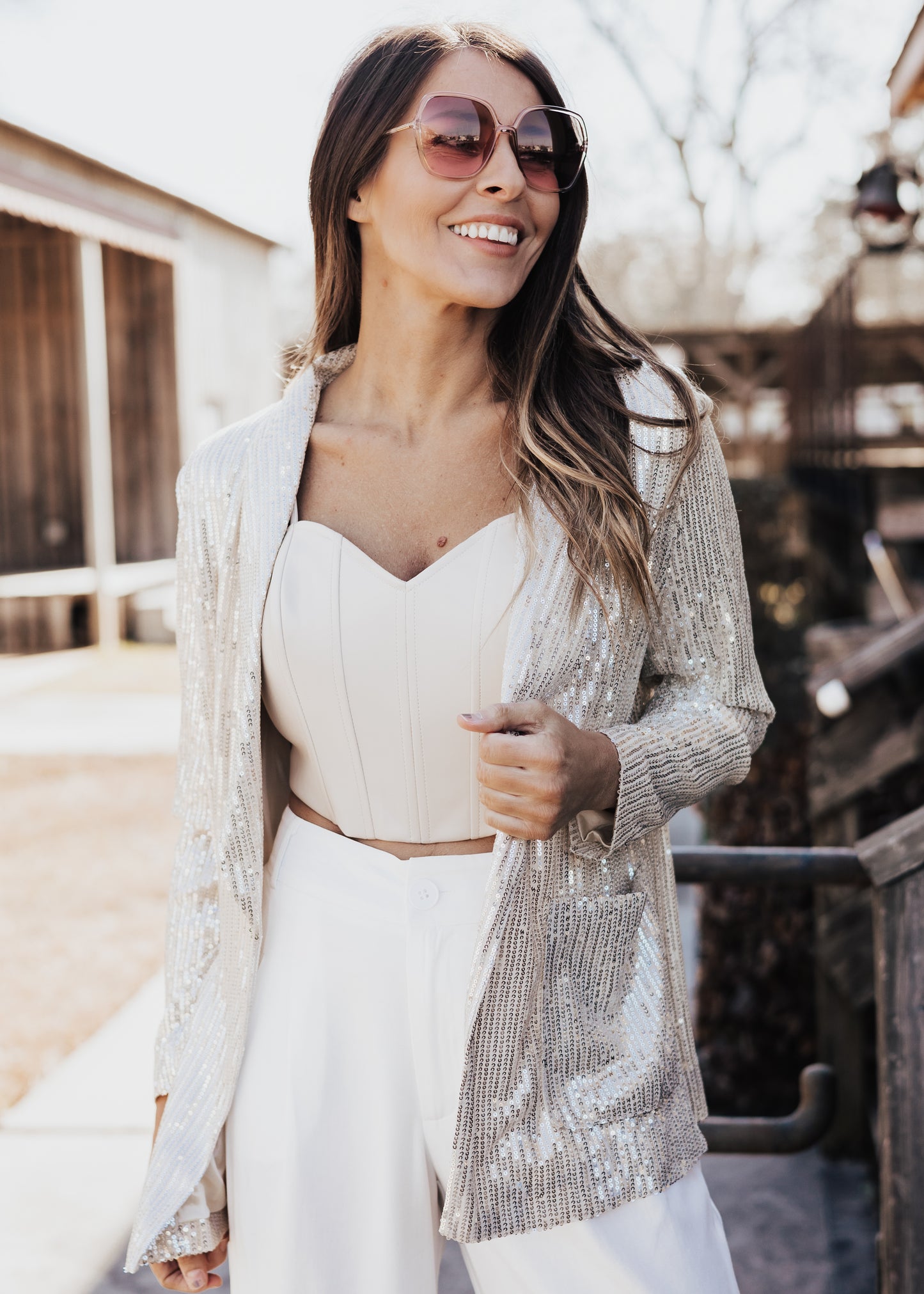 SMALL: Sweetheart Faux Leather Top *ECRU