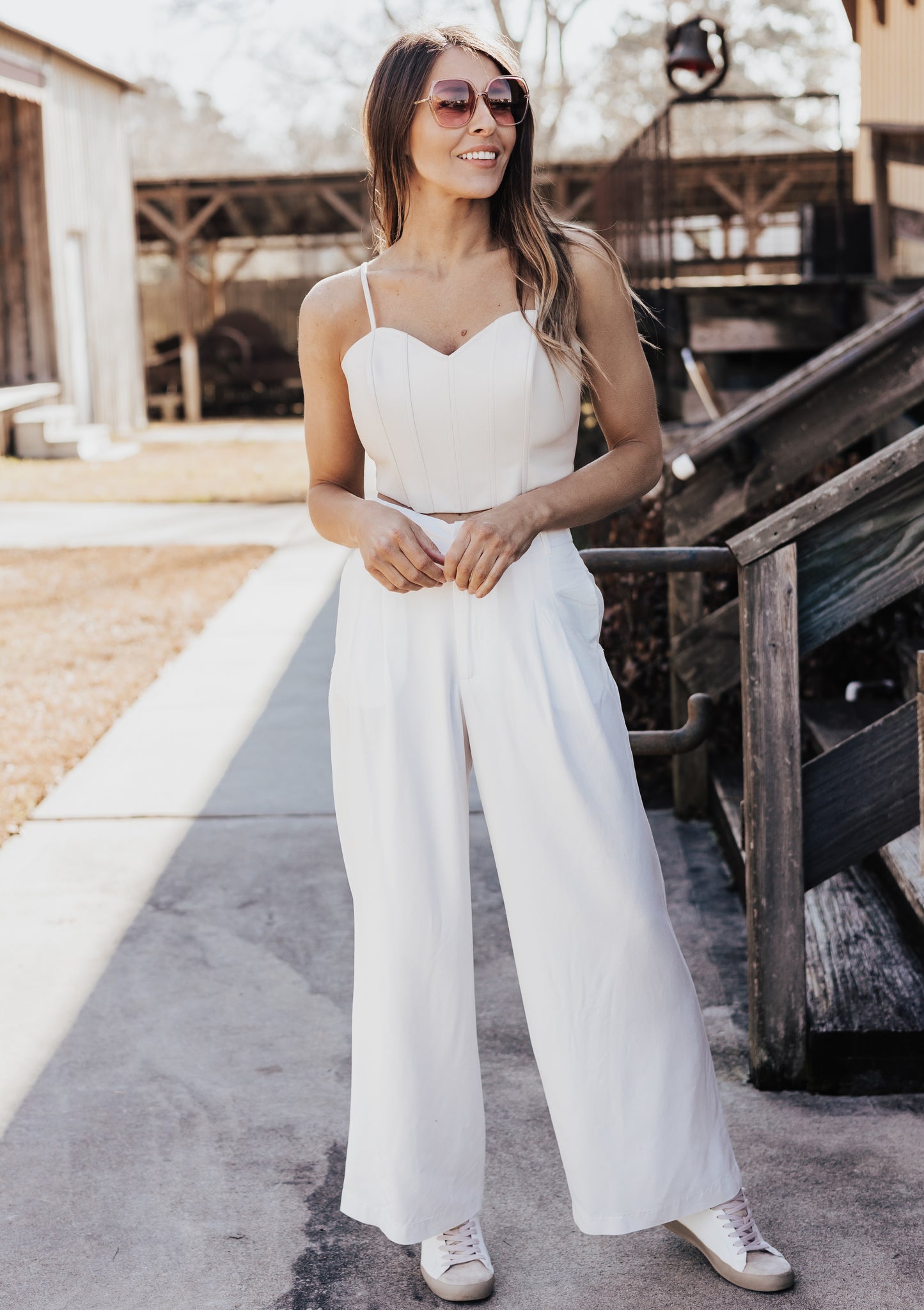 SMALL: Sweetheart Faux Leather Top *ECRU