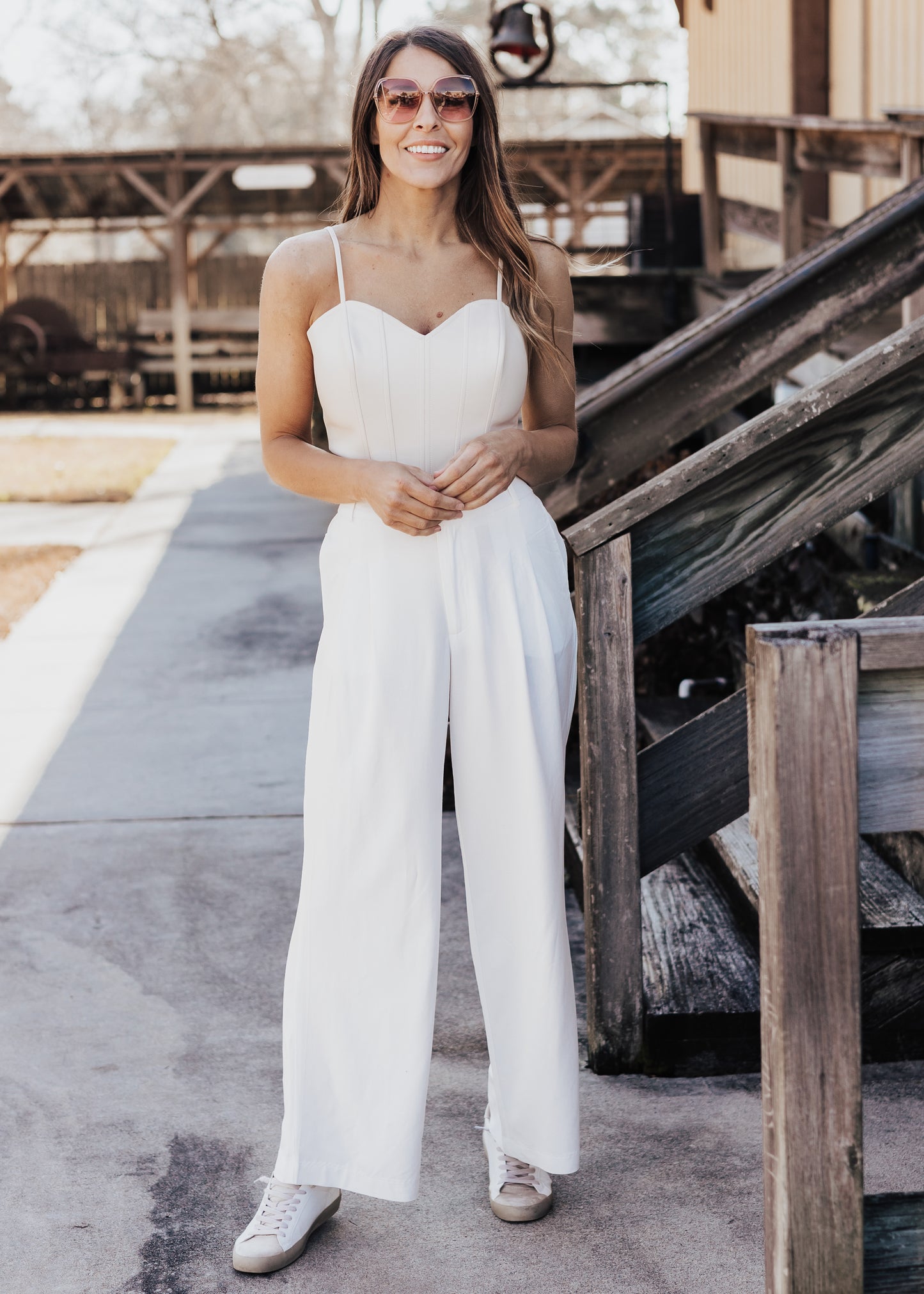 SMALL: Sweetheart Faux Leather Top *ECRU