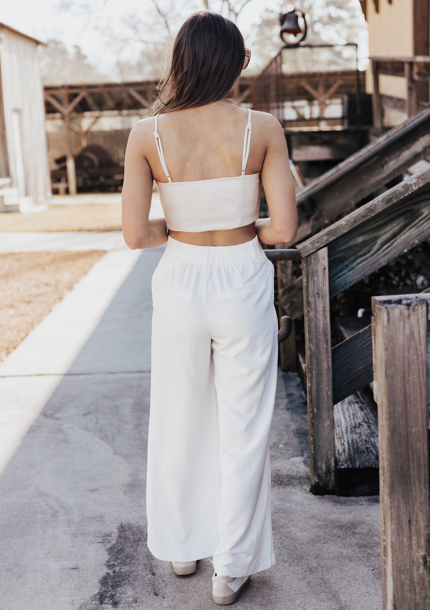 SMALL: Sweetheart Faux Leather Top *ECRU