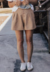 Pleated Tan Shorts