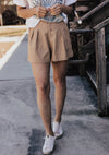 Pleated Tan Shorts