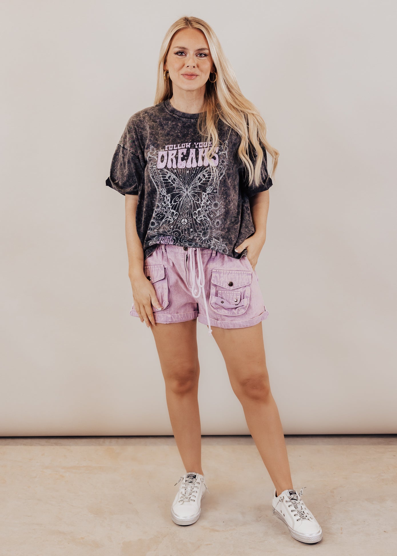 Boyfriend Cargo Shorts *PURPLE