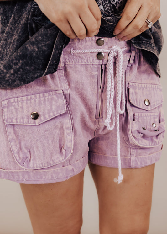 Boyfriend Cargo Shorts *PURPLE