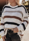 EXTRA LARGE: Kippy Knit Stripe Top (S-XL) *OFF WHITE