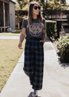 Wide Leg Plaid Pants *BLACK/BLUE