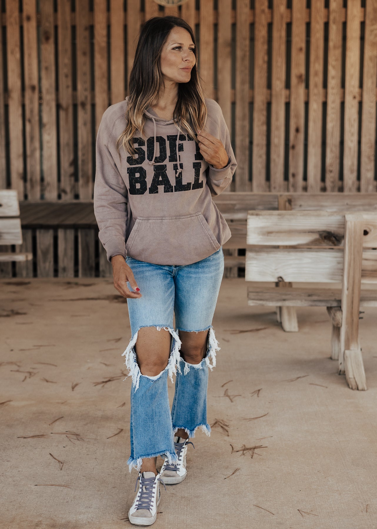 SOFTBALL Vintage Raglan Hoodie *Zinc (S-3X)