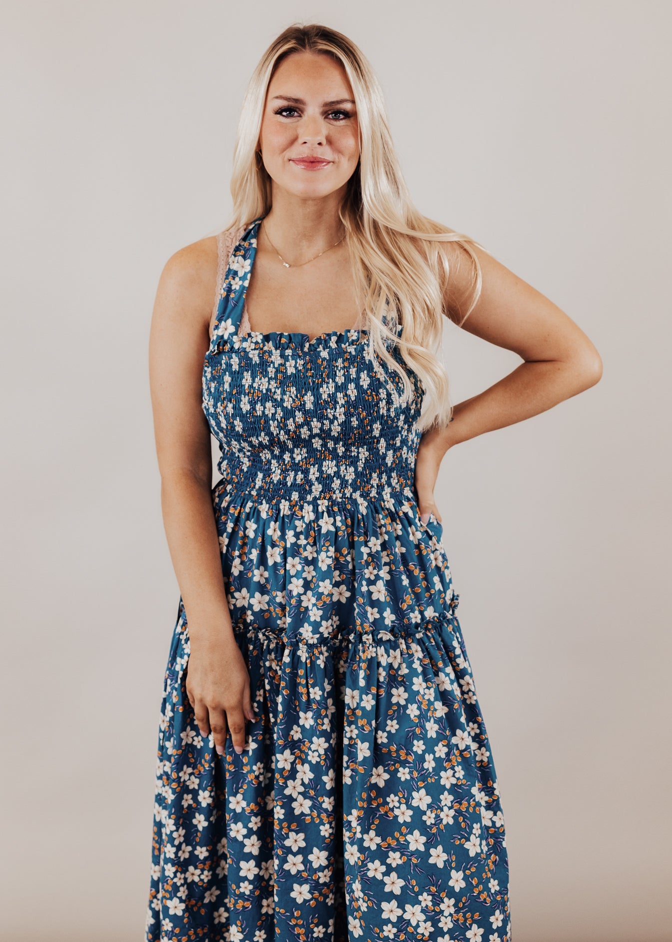 SMALL: Blissful Blossom Floral Dress *TEAL