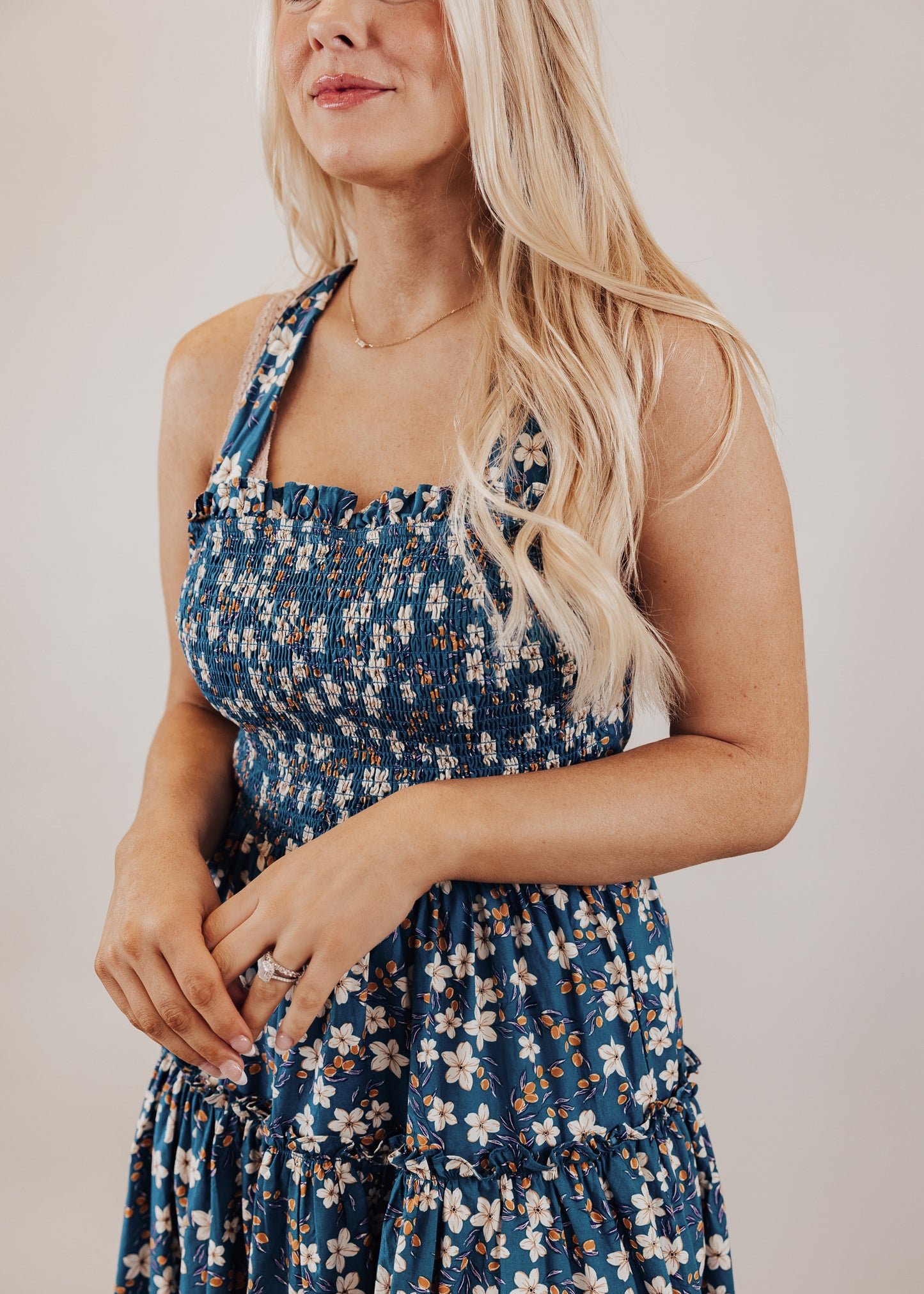 SMALL: Blissful Blossom Floral Dress *TEAL