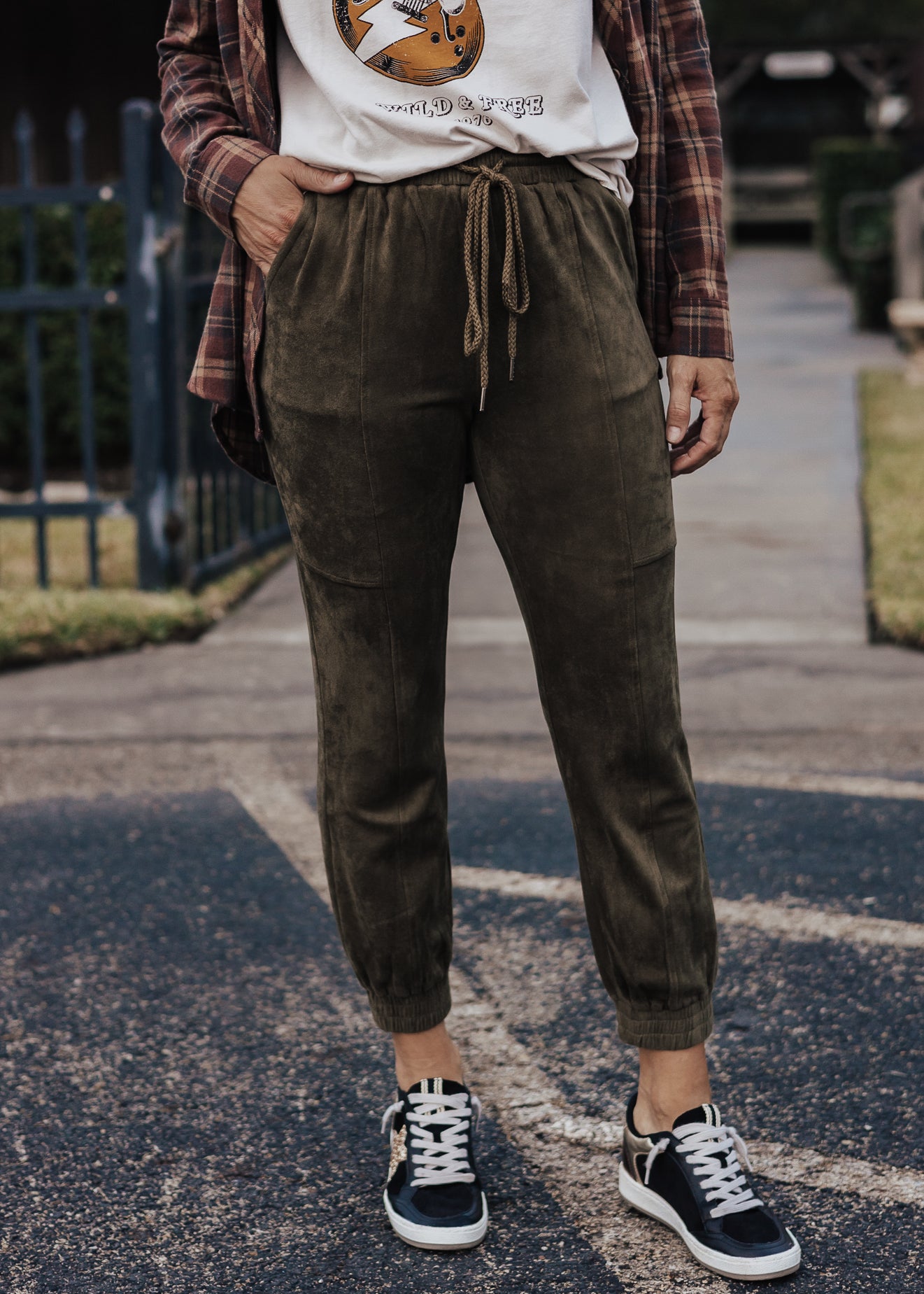 Suede Joggers *OLIVE