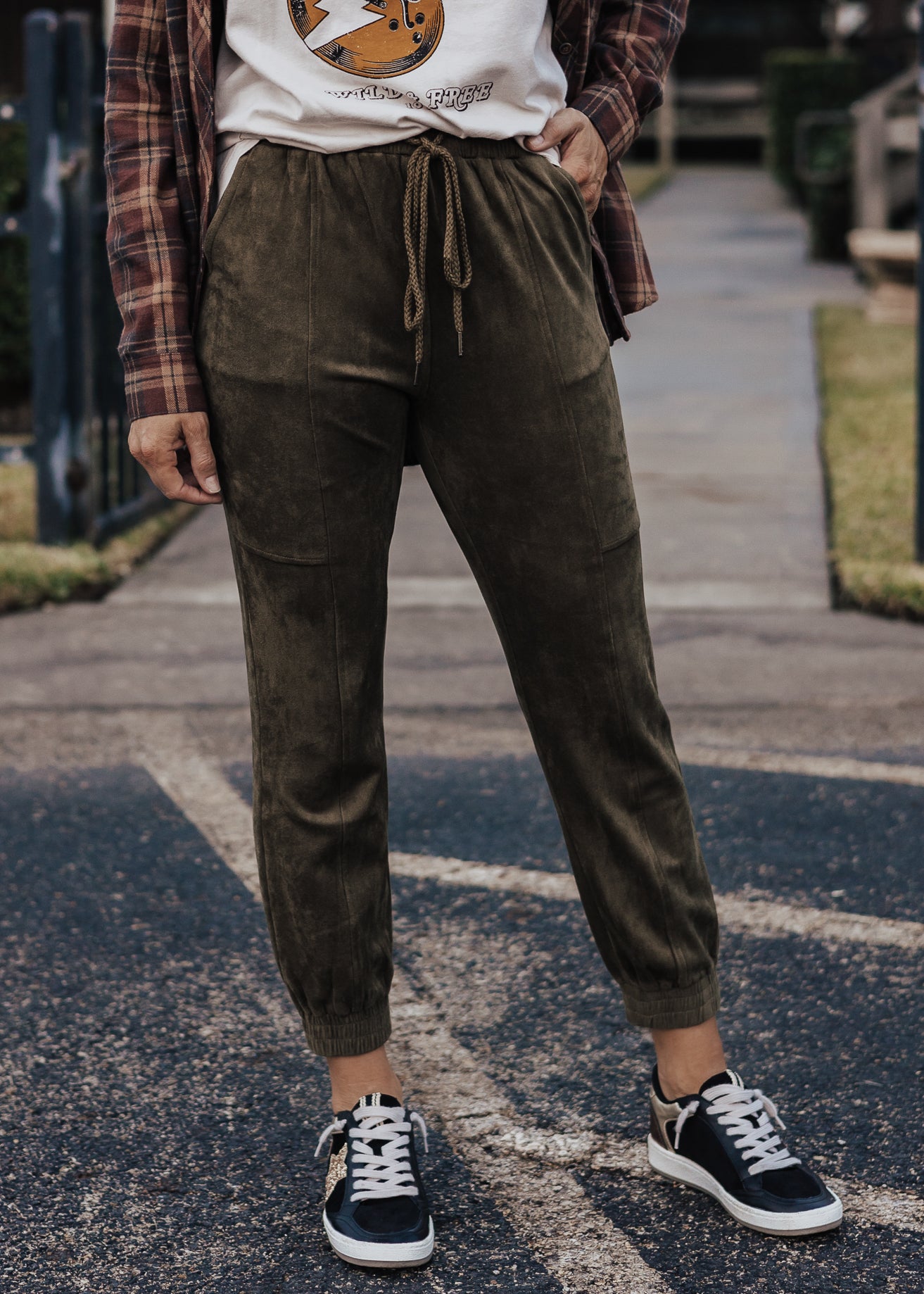 Suede Joggers *OLIVE