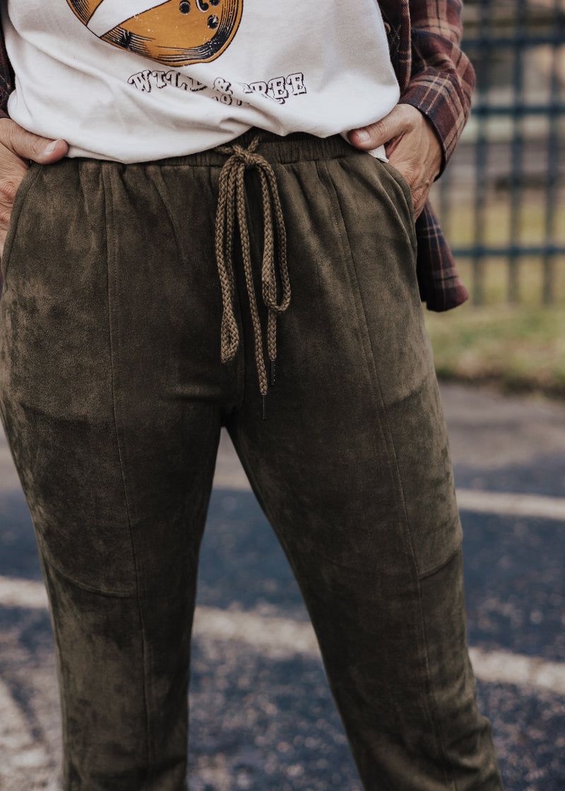 Suede Joggers *OLIVE
