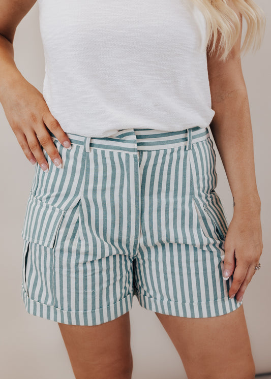 S, L: Jade Stripe Shorts *JADE