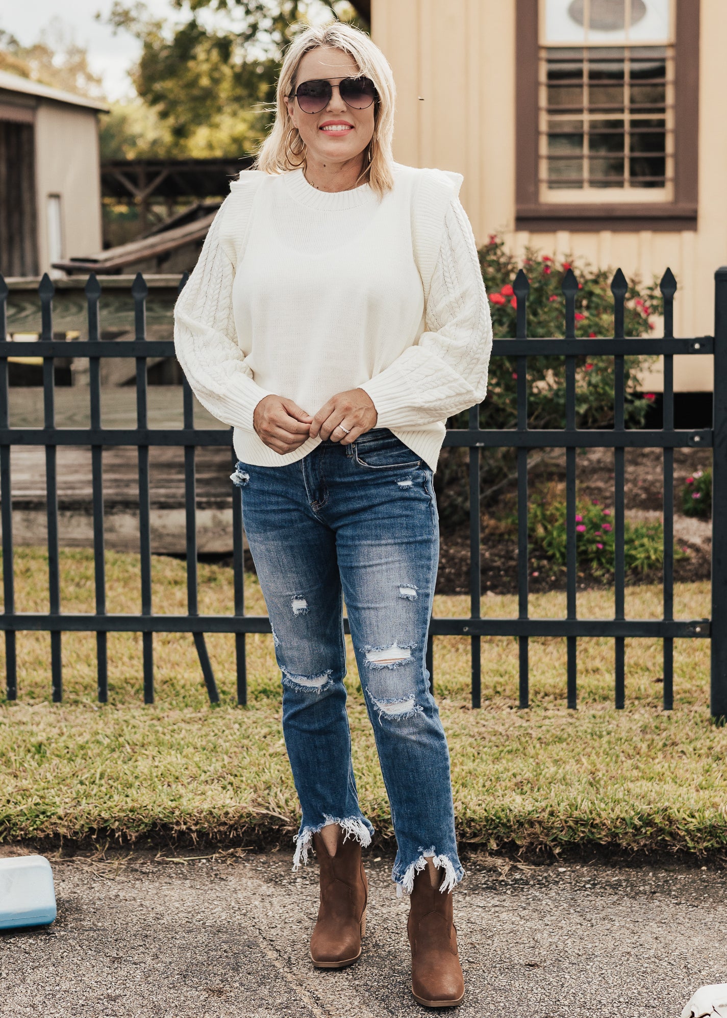 SMALL: Bailey Sweater Blouse *IVORY