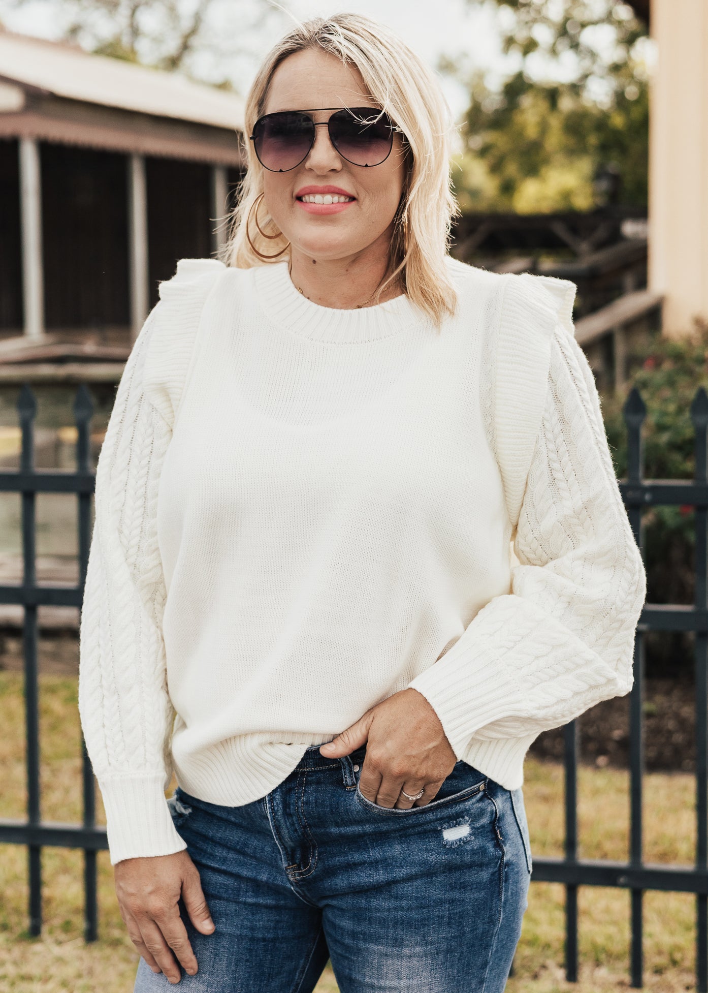 SMALL: Bailey Sweater Blouse *IVORY