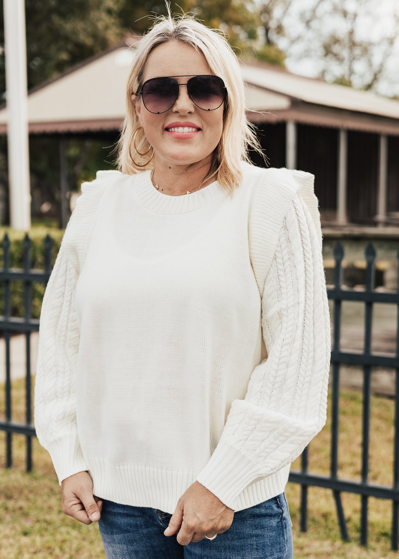 SMALL: Bailey Sweater Blouse *IVORY