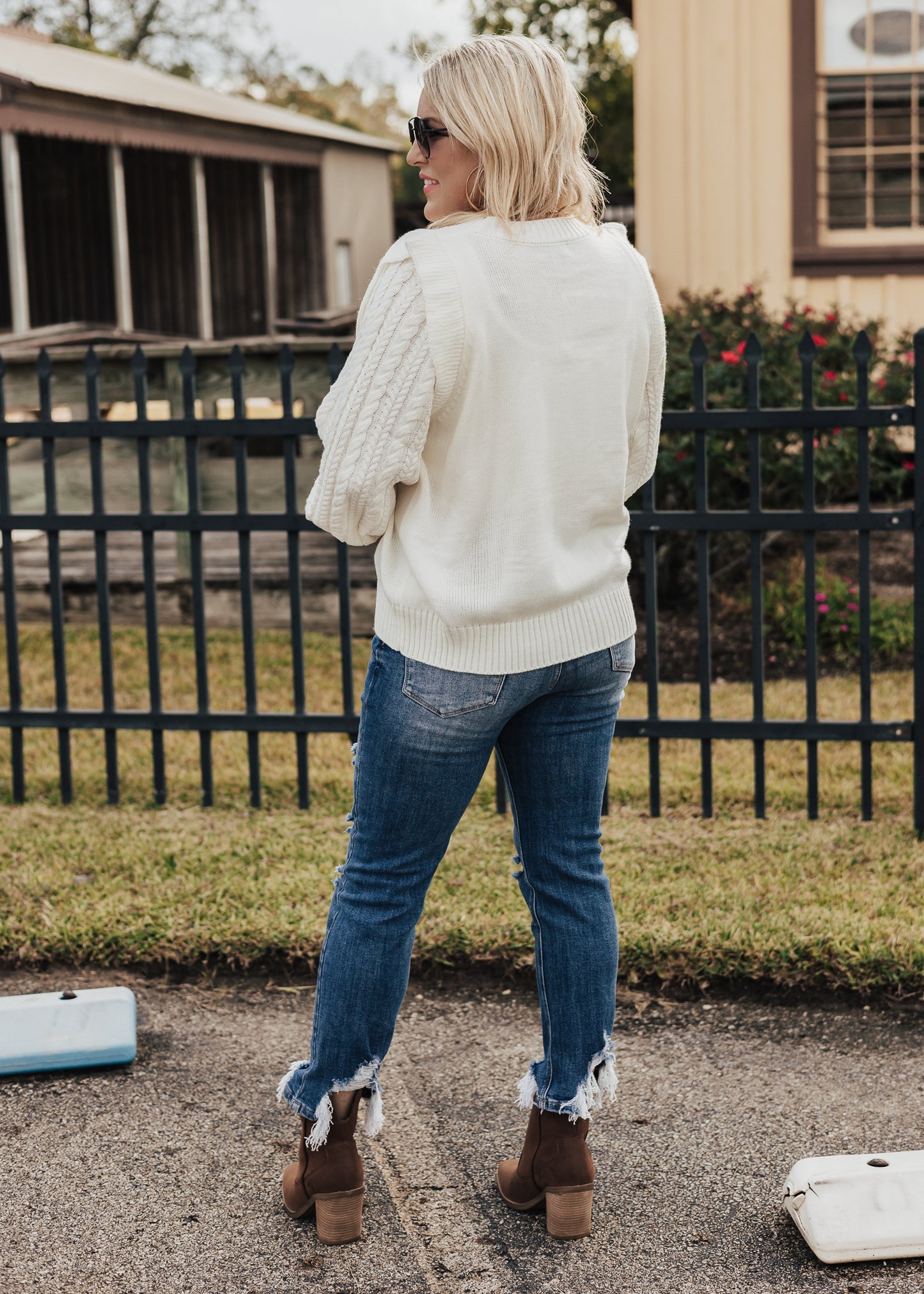 SMALL: Bailey Sweater Blouse *IVORY