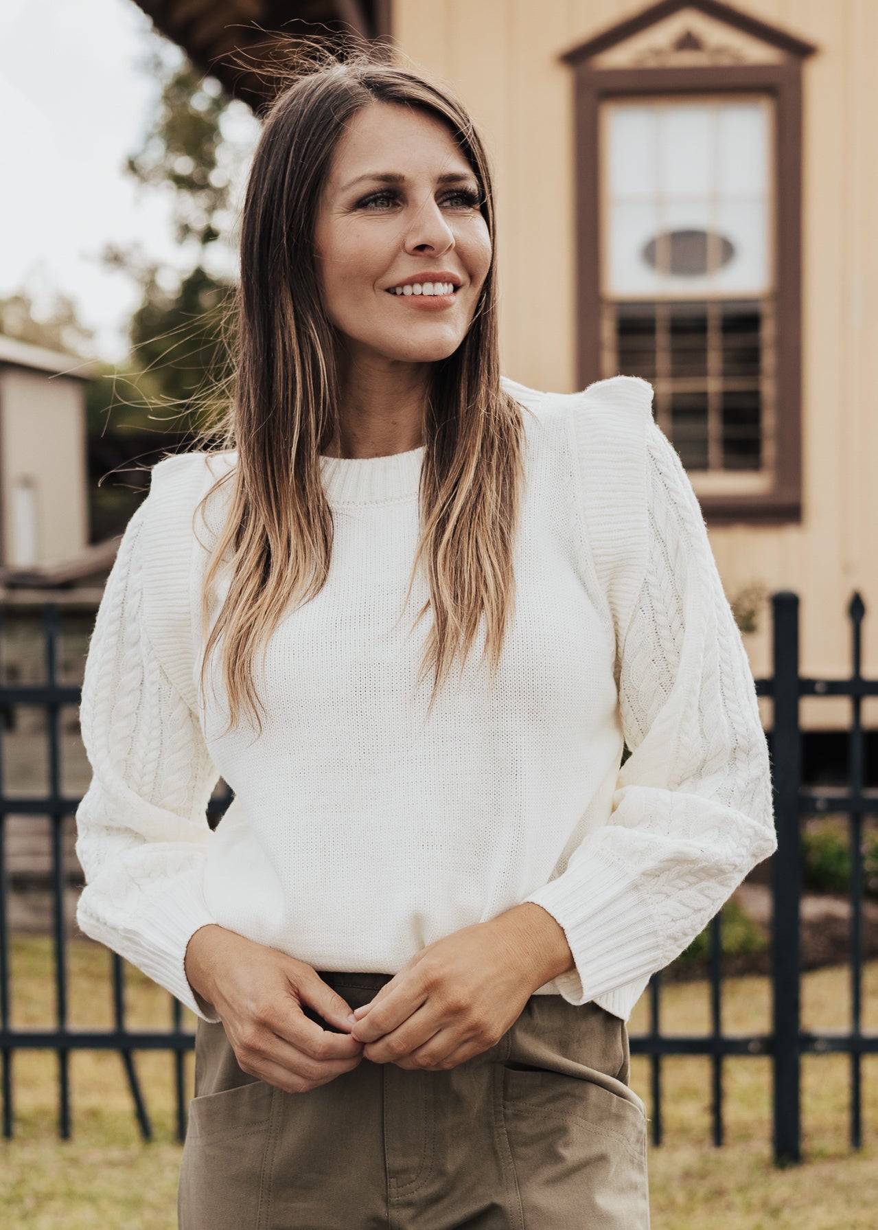 SMALL: Bailey Sweater Blouse *IVORY