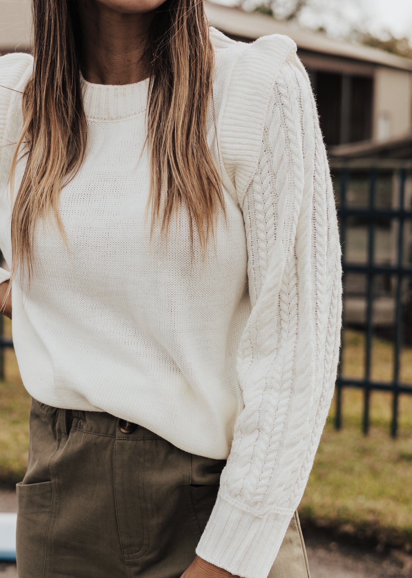 SMALL: Bailey Sweater Blouse *IVORY