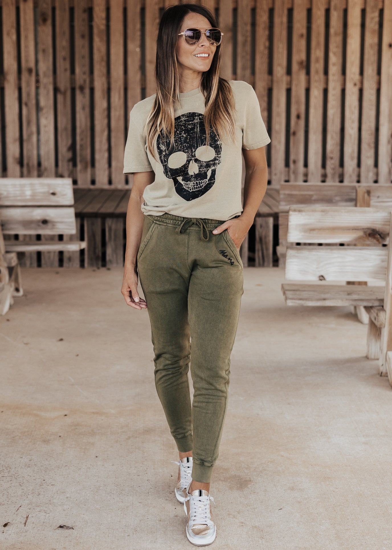 Pre-Order: Mama Vintage Joggers *Olive (S-3X)