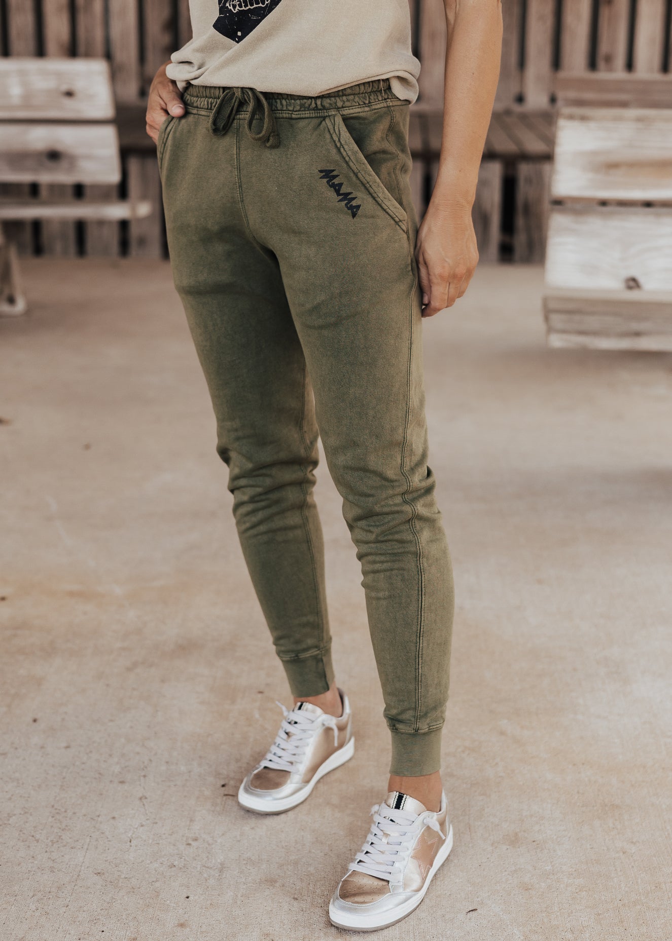 Pre-Order: Mama Vintage Joggers *Olive (S-3X)