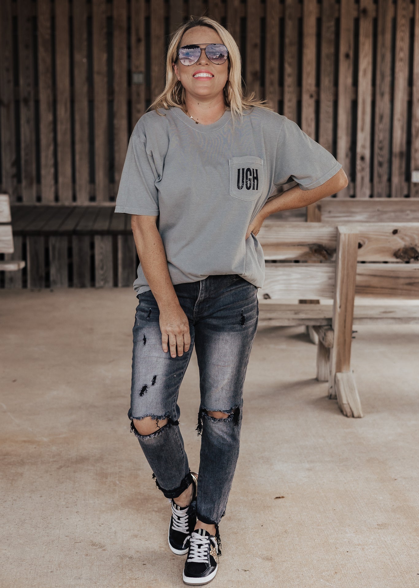 Grey Pocket Tee *Grey (S-2X)