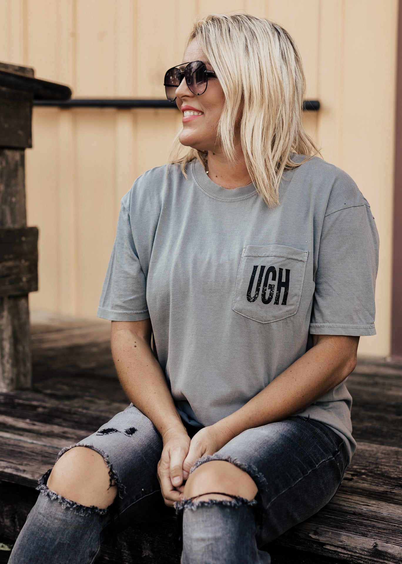 Grey Pocket Tee *Grey (S-2X)