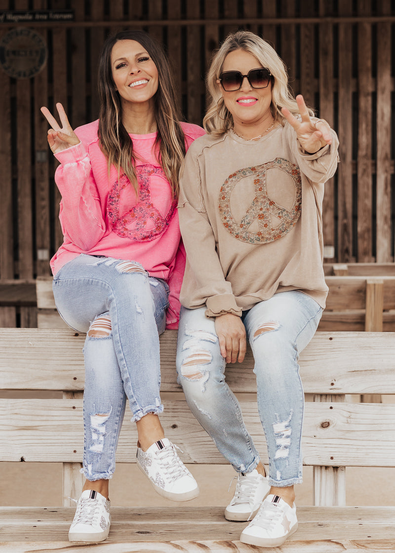 Floral Peace Top (S-3X) *PINK