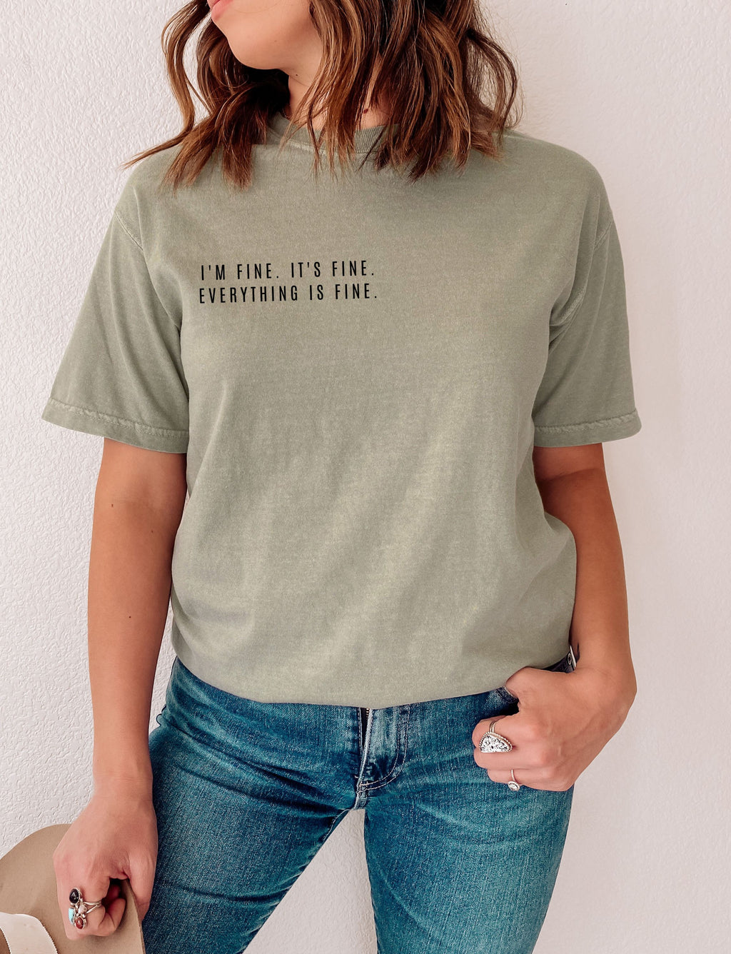 Everything is Fine Tee *Olive Khaki (S-3X)