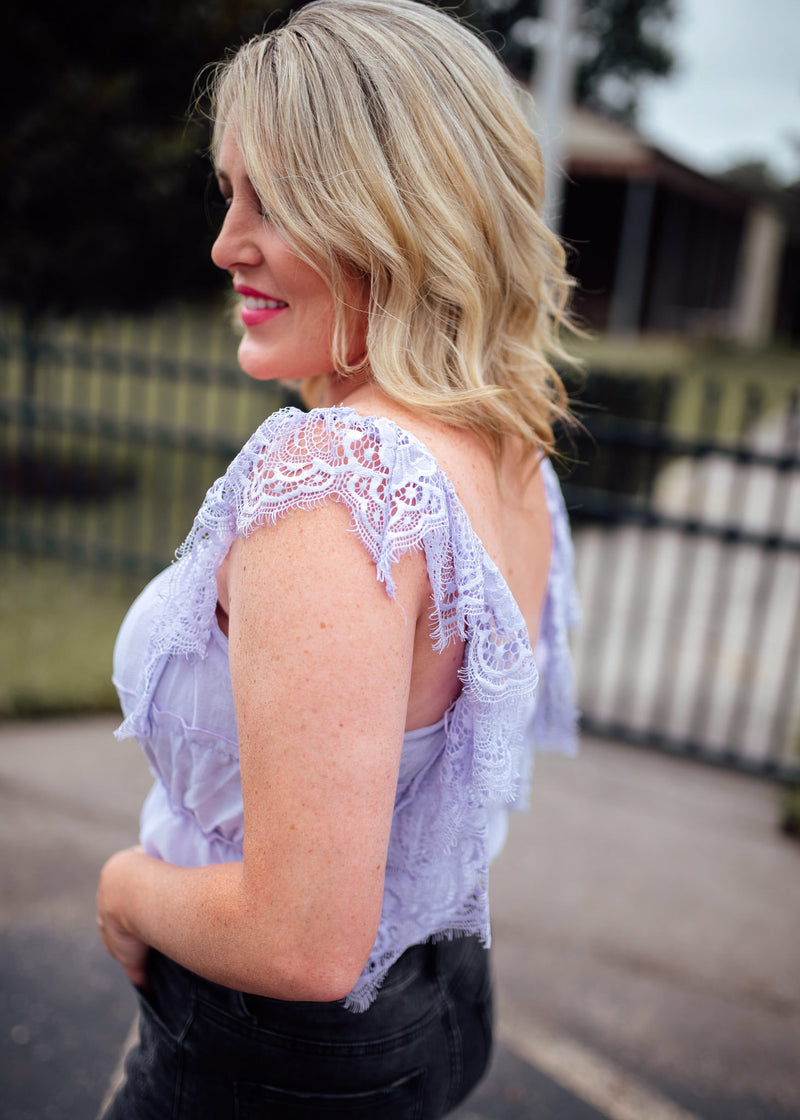 Ruffled Lace Body Suit *LAVENDER