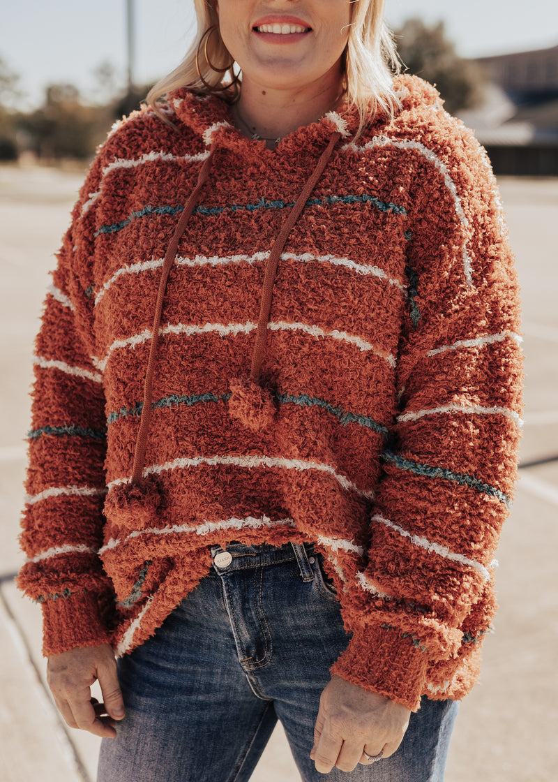 Rust Dolman Stripe Sweater (CAN FIT XL)