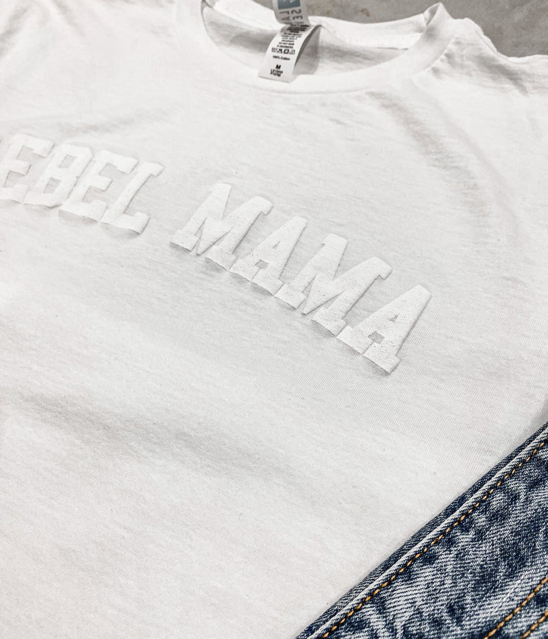 Rebel Mama Monochrome *White w/ White Puff Ink (S-3X)