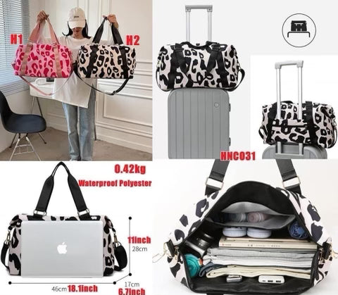 Leopard Duffle Travel Bag *BLACK