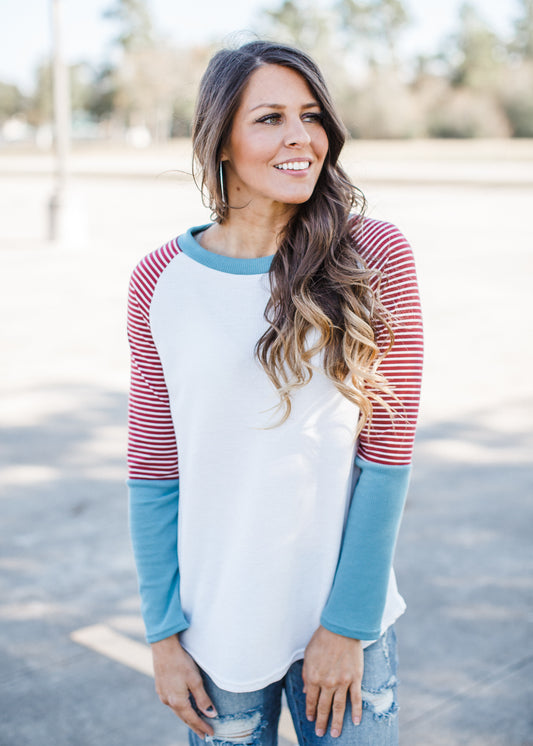 Jade Thermal Stripe Top ( S-XL )