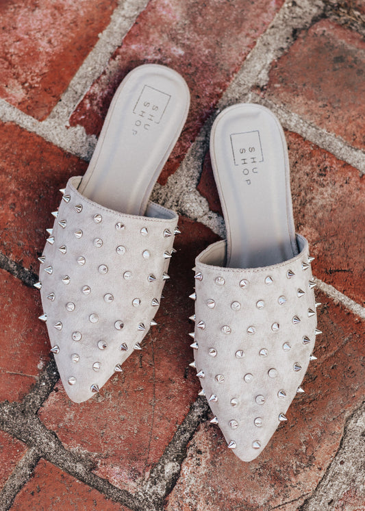 SIZE 7.5: Shu Shop Amie Studded Mule (6-10) *GREY
