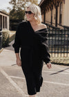 Ribbed Long Sleeve Midi Dress *BLACK