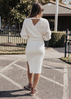 Ribbed Long Sleeve Midi Dress *OFF WHITE